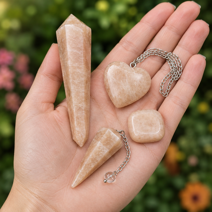 Moonstone Crystal Gift Set For Emotional Support and Protection, Real Polished Gemstones.