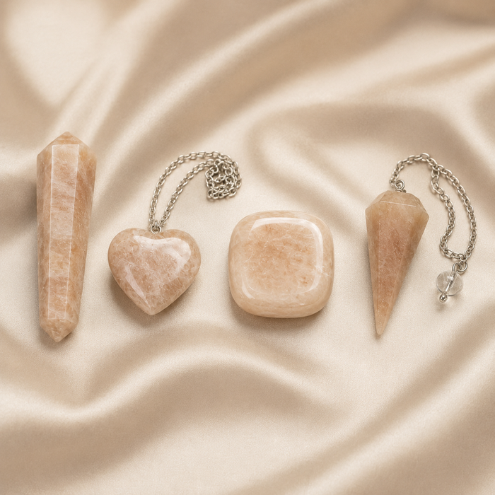 Moonstone Crystal Gift Set For Emotional Support and Protection, Real Polished Gemstones.