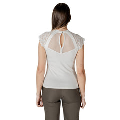 Image 2 : Détail col montant blouse femme blanche Morgan De Toi polyamide stretch — delvale