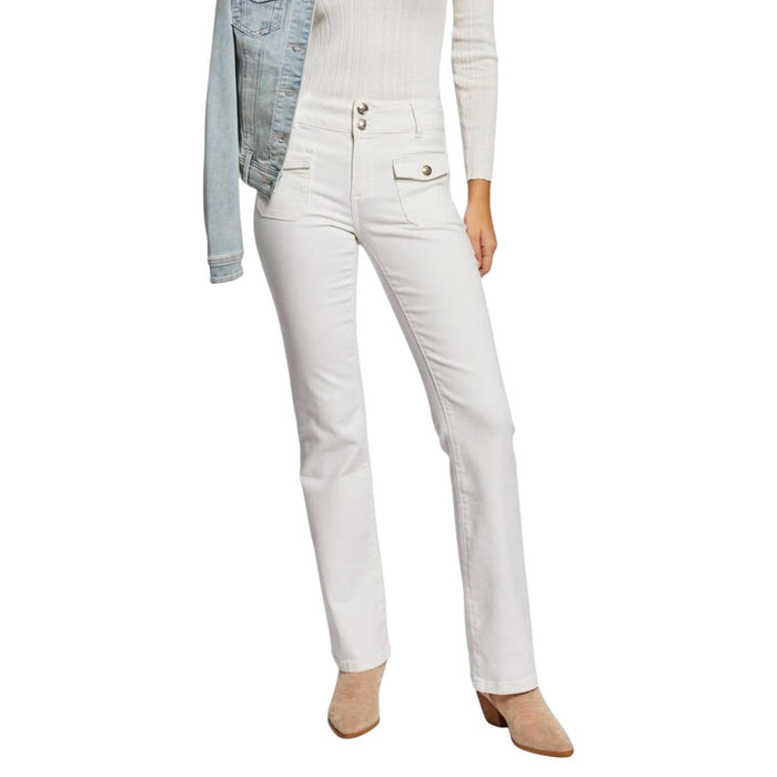 Image 1 : Jean blanc femme Morgan De Toi avec fermeture zip, vue de face — delvale