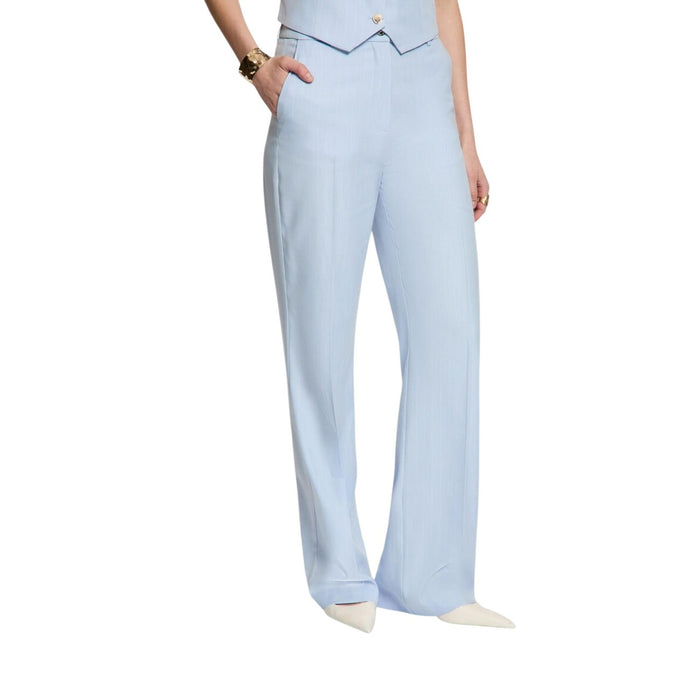Image 1 : Pantalon Morgan De Toi femme bleu azur à fines rayures avec fermeture zip — delvale