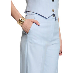 Image 3 : Vue d'ensemble du pantalon femme Morgan De Toi bleu azur rayures — delvale