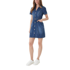 Image 4 : Robe femme Morgan De Toi bleu azur coupe féminine détail fermeture boutonnée — delvale