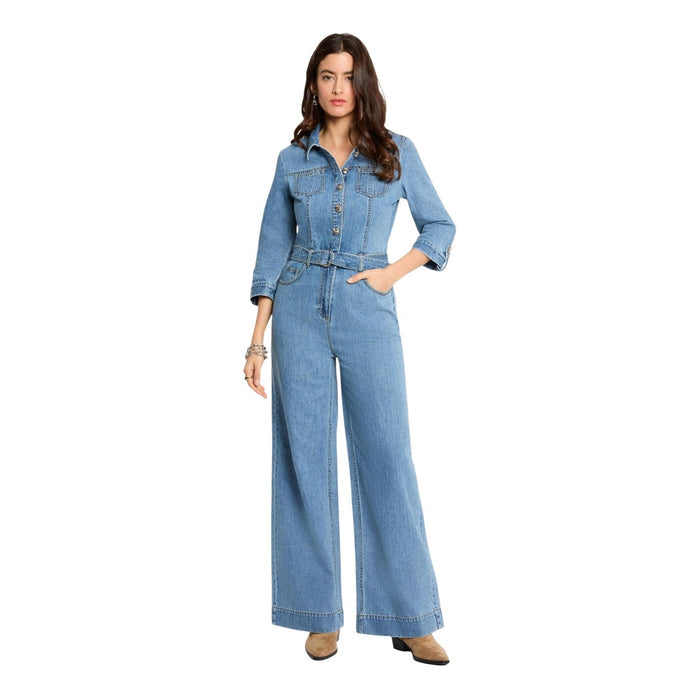 Image 1 : Survêtement femme Morgan De Toi bleu azur manches 3/4 avec ceinture — delvale
