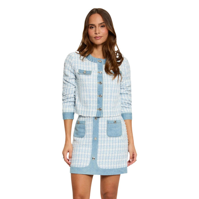 Image 2 : Détail veste Morgan De Toi polyester bleu azur col rond femme — delvale