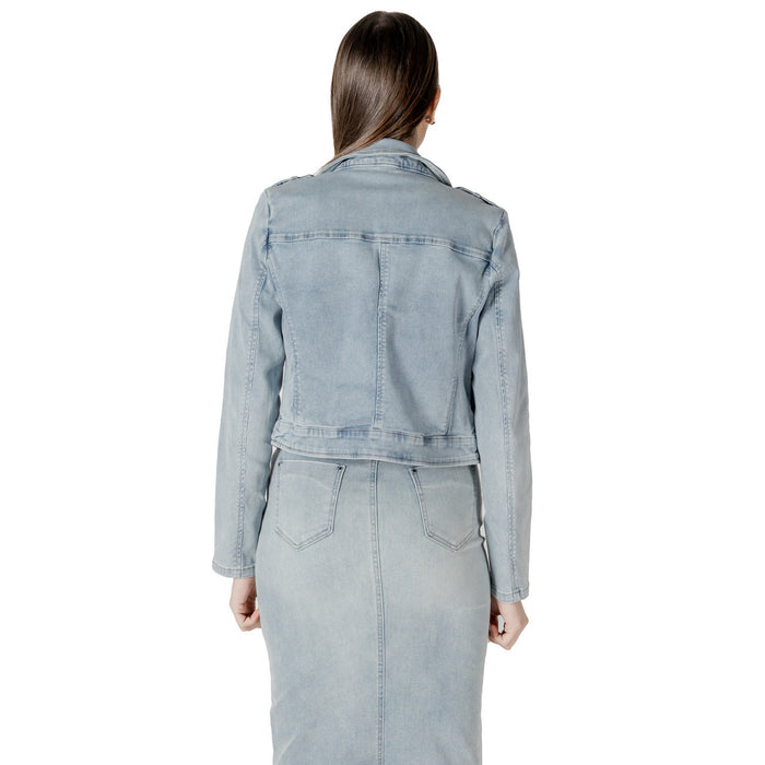 Image 2 : Détail veste Morgan De Toi bleu azur col classique et poches frontales — delvale
