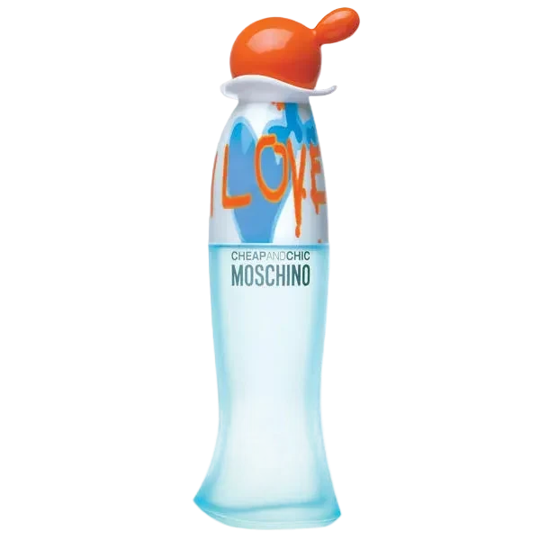 Image 1 : Parfum Moschino I Love Love eau de toilette flacon turquoise iconique disponible en 30ml 50ml 100ml — Delvale