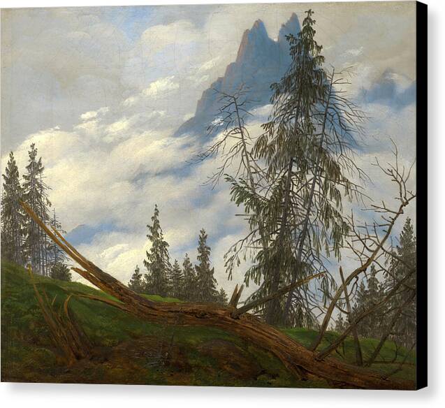 Mountain Peak with Drifting Clouds - Canvas Print