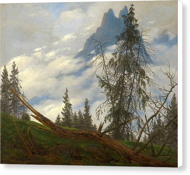 Mountain Peak with Drifting Clouds - Canvas Print