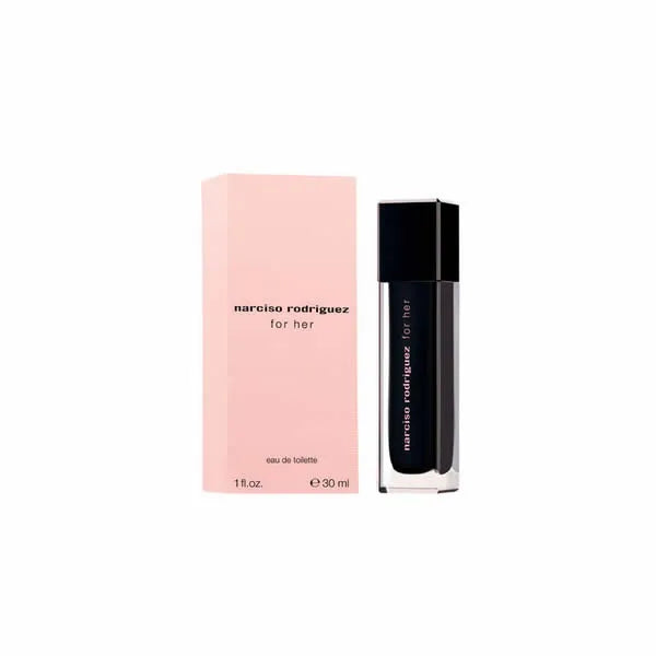 Image 1 : Narciso Rodriguez For Her eau de toilette femme flacon rose et noir élégant — Delvale