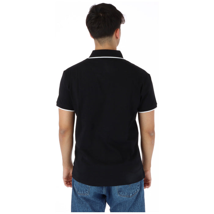 Image 2 : Polo North Sails homme noir manches courtes, détail col polo avec liseré blanc et boutonnage deux boutons — Delvale