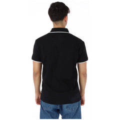 Image 2 : Polo North Sails homme noir manches courtes, détail col polo avec liseré blanc et boutonnage deux boutons — Delvale