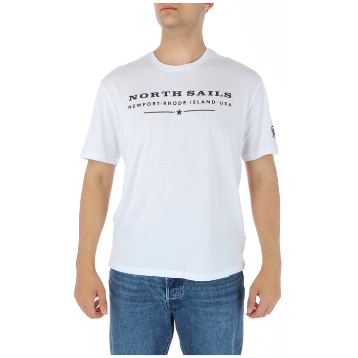 Image 5 : Vue de profil du t-shirt North Sails homme jaune, coupe droite et col rond mis en valeur — Delvale