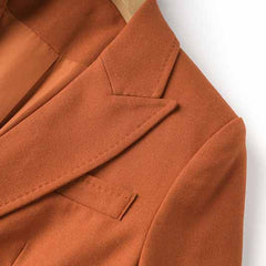 One Button Rust Orange Pantsuit Formal Suit Mid-High Rise Trousers Suit 2 Pieces Pantsuit