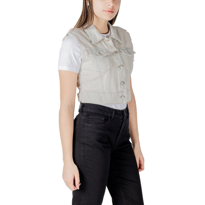 Image 3 : Vue d'ensemble du gilet Only beige femme avec col classique et finitions raffinées — Delvale