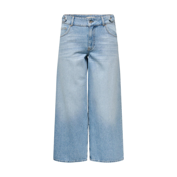 Image 1 : Jean wide leg Only femme coupe large délavé bleu azur, vue de face sur fond blanc — Delvale