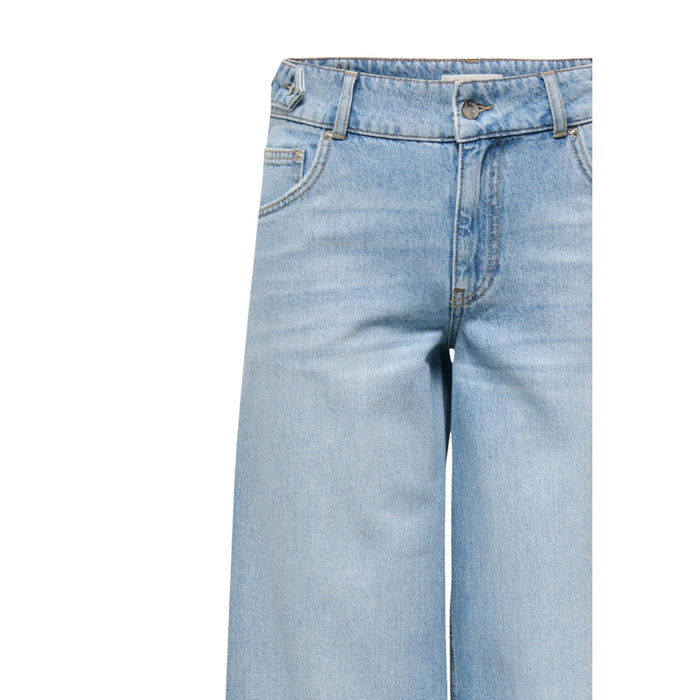 Image 3 : Détail poches frontales et coutures contrastées du jean wide leg Only femme bleu azur — Delvale