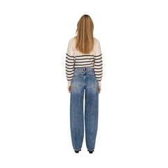 Image 3 : Jean Only femme bleu azur coupe droite porté, style décontracté avec ceinture incluse — delvale