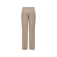 Image 4 : Zoom sur la poche latérale et le tissu texturé du pantalon femme Only coupe droite coloris beige — Delvale