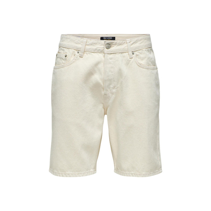Image 3 : Détail du bermuda denim Only & Sons avec fermeture zip et bouton, poches frontales visibles — Delvale