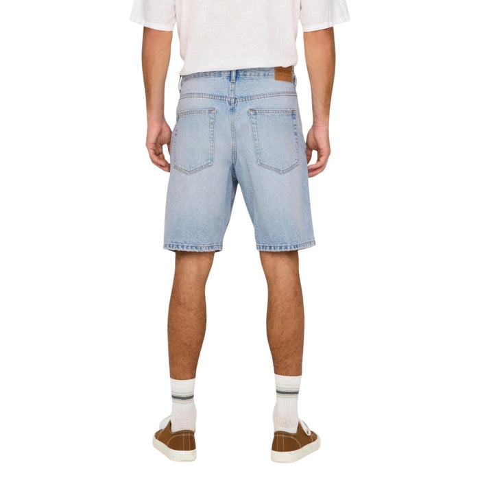 Only & Sons Bermuda Homme Bleu Azur Clair Denim Poches Arrières Vue de Dos — Delvale