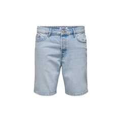 Only & Sons Bermuda Jean Homme Bleu Azur Délavé Coton Organique Vue Produit — Delvale