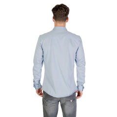Image 2 : Détail chemise Only & Sons homme bleu azur manches longues coton — Delvale
