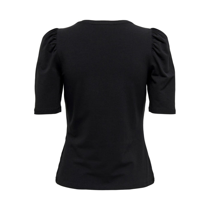 Image 2 : Détail des manches froncées aux épaules du t-shirt femme Only noir — Delvale