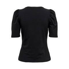 Image 2 : Détail des manches froncées aux épaules du t-shirt femme Only noir — Delvale