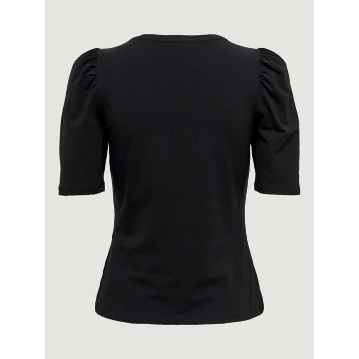 Image 5 : T-shirt femme Only noir col rond manches courtes, coupe semi-ajustée vue générale — Delvale