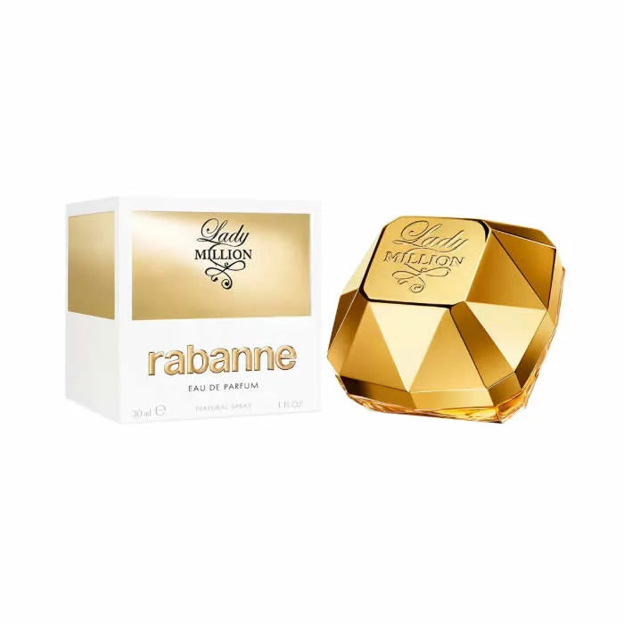 Image 1 : Parfum Paco Rabanne Lady Million EDP 30ml flacon doré élégant — Delvale