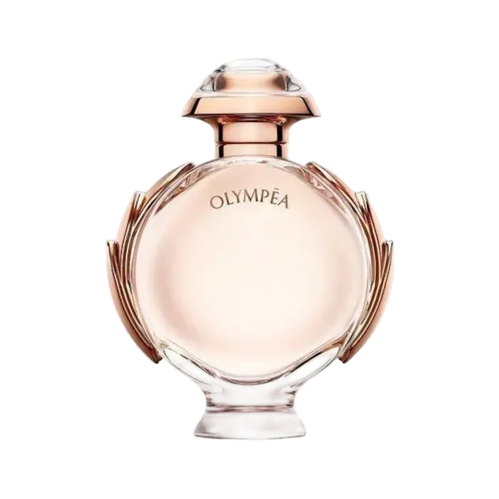 Image 1 : Flacon Paco Rabanne Olympéa Eau de Parfum femme 50ml aux courbes dorées et transparentes — Delvale