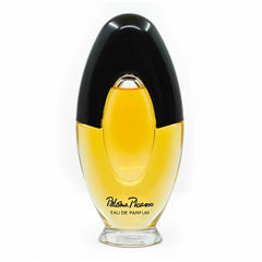 Image 1 : Flacon Paloma Picasso Eau de Parfum vaporisateur 100ml, design bicolore noir et doré avec jus ambré doré visible — Delvale