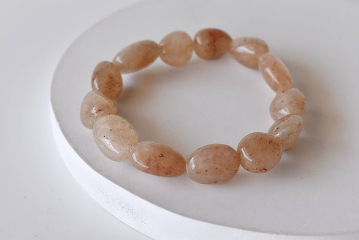 Peach Moonstone Nugget Bracelet ~ Crystal Nuggets Jewelry