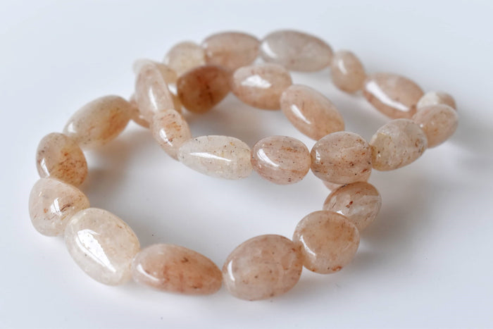Peach Moonstone Nugget Bracelet ~ Crystal Nuggets Jewelry