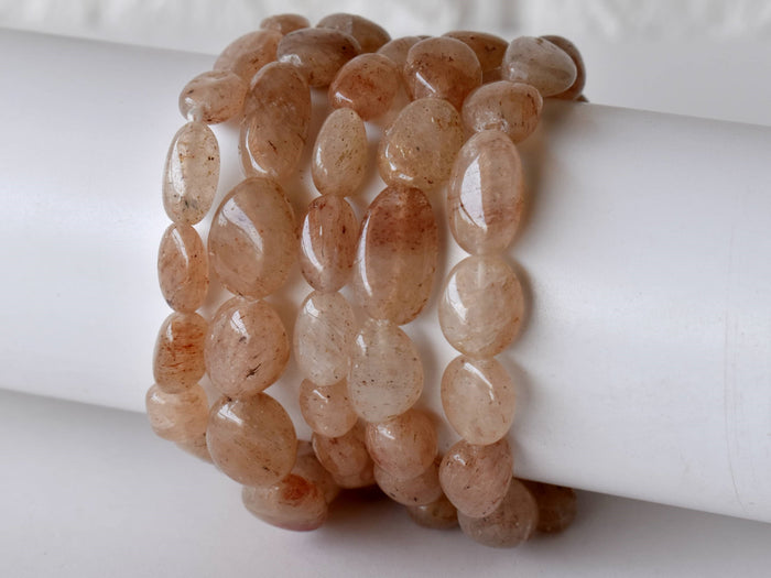 Peach Moonstone Nugget Bracelet ~ Crystal Nuggets Jewelry