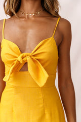 Hope Tie-Knot Bust Mini Dress Yellow Mustard