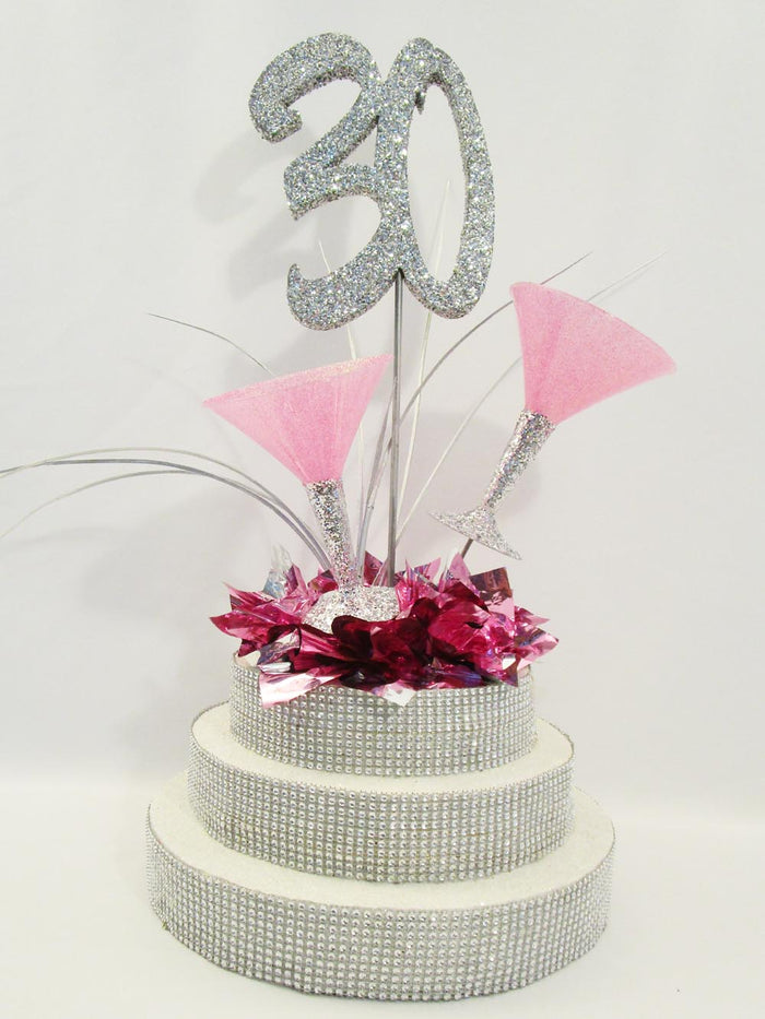 Martini Glasses 30th Birthday centerpiece - Designs by Ginny