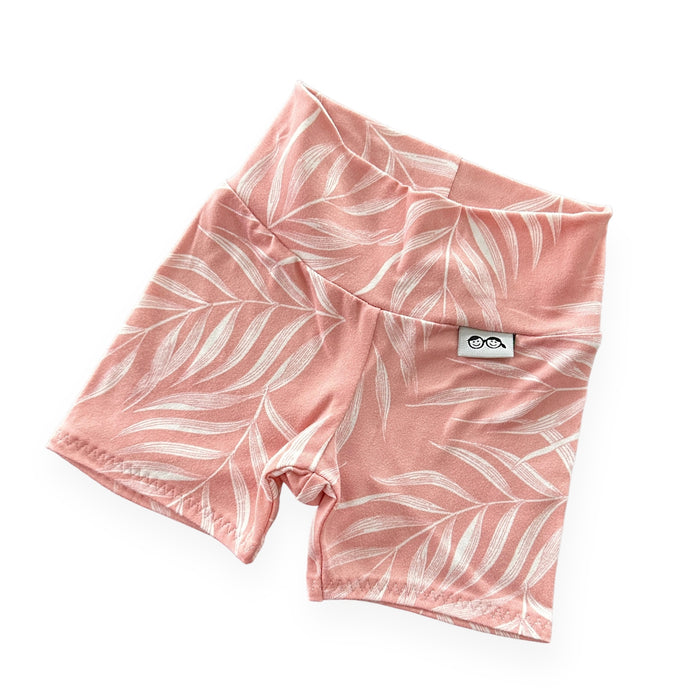 Pink Pampas Leaves Biker Shorts