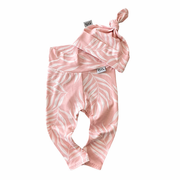 Pink Pampas Leaves Leggings and/or Knot Beanie