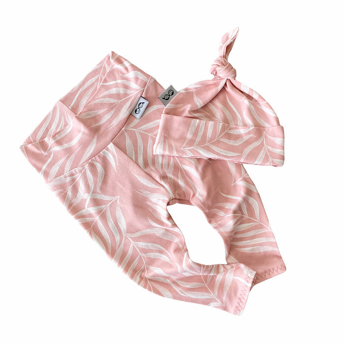 Pink Pampas Leaves Leggings and/or Knot Beanie
