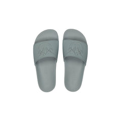 Image 1 : Paire de mules Pinko en PVC vert sauge, vue de dessus, logo Love Birds embossé sur le bandeau — Delvale