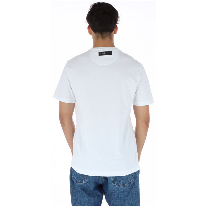 Image 2 : Détail du motif tigres tribaux et logo Plein Sport sur t-shirt blanc homme manches courtes col rond — Delvale