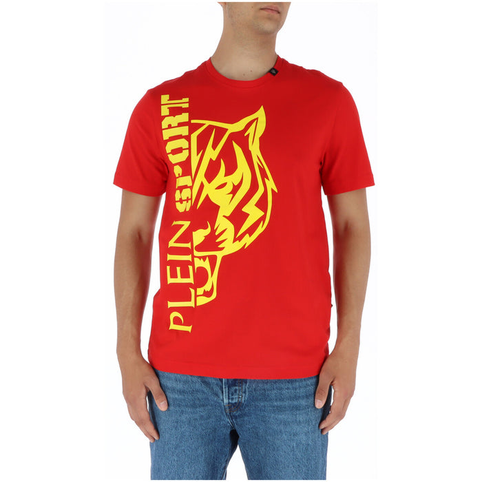 Image 4 : T-shirt Plein Sport homme col rond gris chiné, coupe regular fit, motif tigre orange visible de près — Delvale