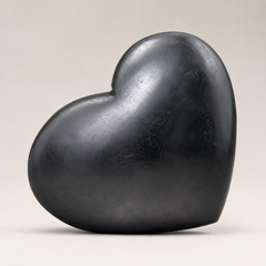 Polished Black Shungite Heart Crystal, Puffy Mini 2 Inch Pocket Crystal Heart