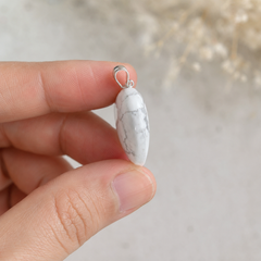 Polished Howlite Crystal Heart Pendant, Genuine Heart Shaped Necklaces