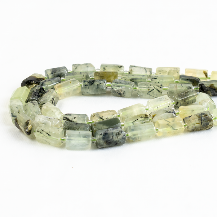 Prehnite Gemstone Pipe Bead, Crystal Healing Tube Beads.