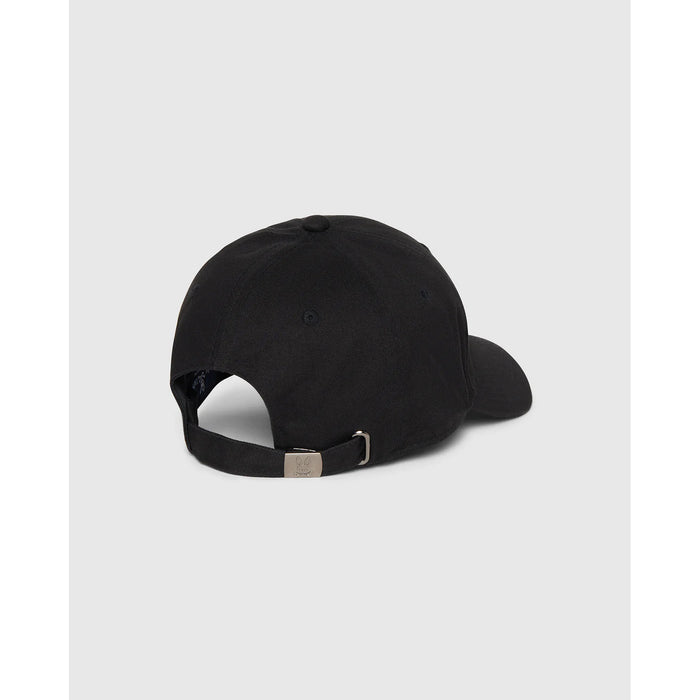 Image 2 : Casquette Psycho Bunny noire vue légèrement de dessus, broderie skull bunny visible sur la calotte avant — Delvale