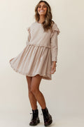 Marion Long Sleeve Shift Dress Mocha