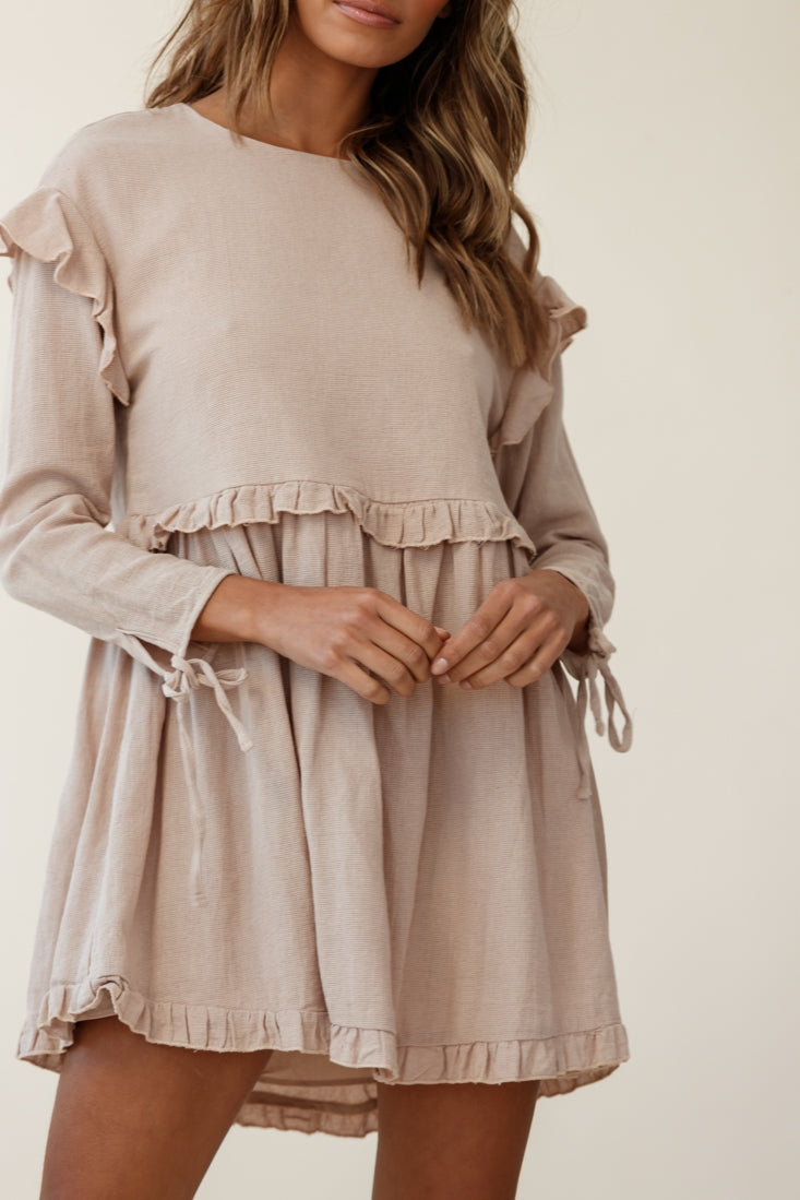 Marion Long Sleeve Shift Dress Mocha